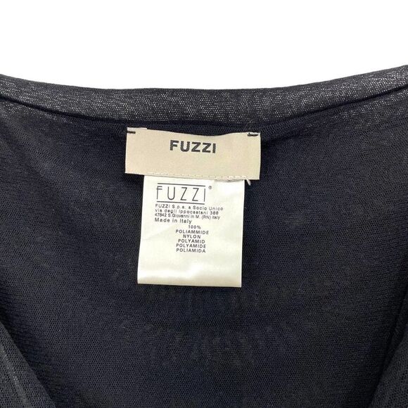 Jean Paul Gaultier Fuzzi mesh faux wrap long sleeve top Sz S black boho goth - Picture 3 of 8